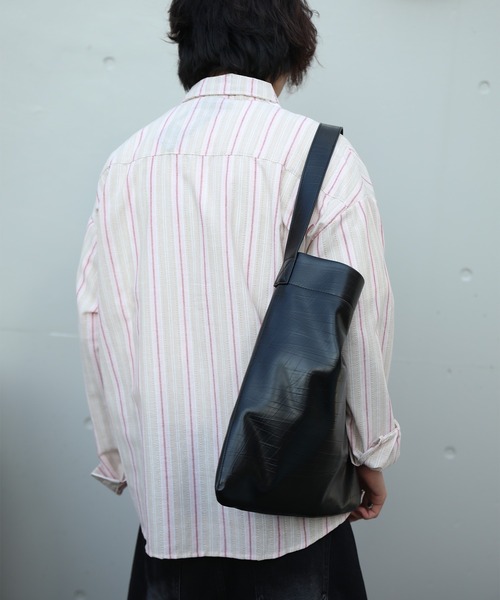 シャツ HOOK -select- ネクタイ付きストライプ柄長袖シャツ メンズ