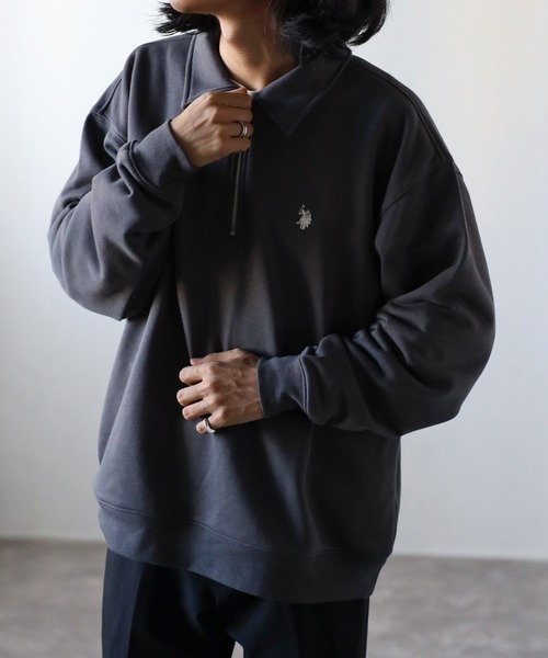 「U.S. POLO ASSN.」 スウェットカットソー L ブラック メンズ_画像3