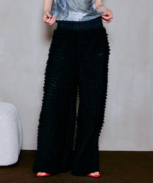 ワイドパンツ パンツ Tulle Tiered Easy Pants/チュールティアードイージーパンツ レディースの画像