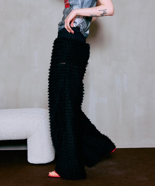 ワイドパンツ パンツ Tulle Tiered Easy Pants/チュールティアードイージーパンツ レディースの画像