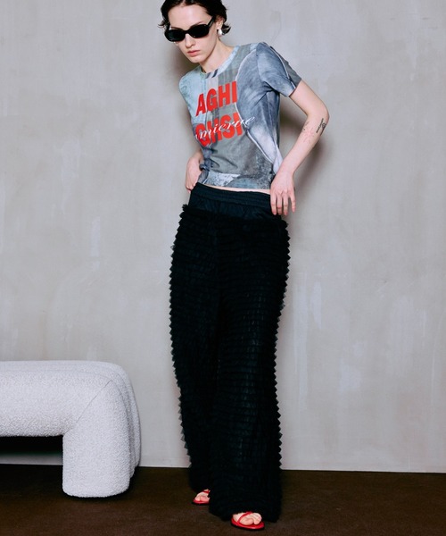 ワイドパンツ パンツ Tulle Tiered Easy Pants/チュールティアードイージーパンツ レディースの画像