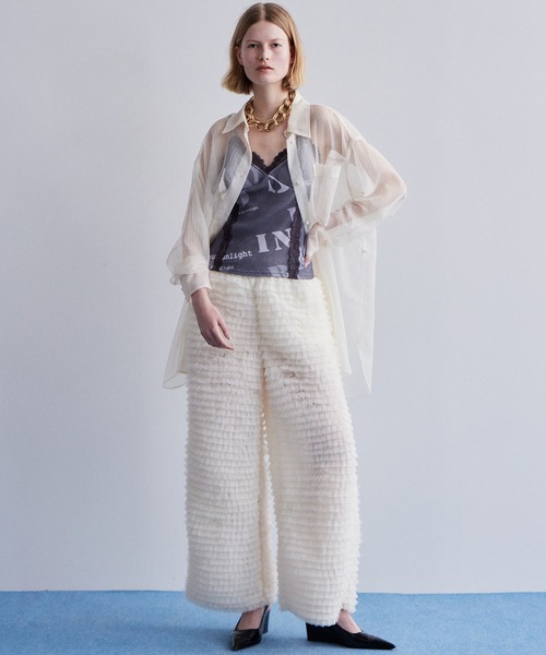 ワイドパンツ パンツ Tulle Tiered Easy Pants/チュールティアードイージーパンツ レディースの画像