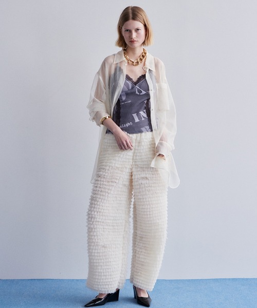 ワイドパンツ パンツ Tulle Tiered Easy Pants/チュールティアードイージーパンツ レディースの画像