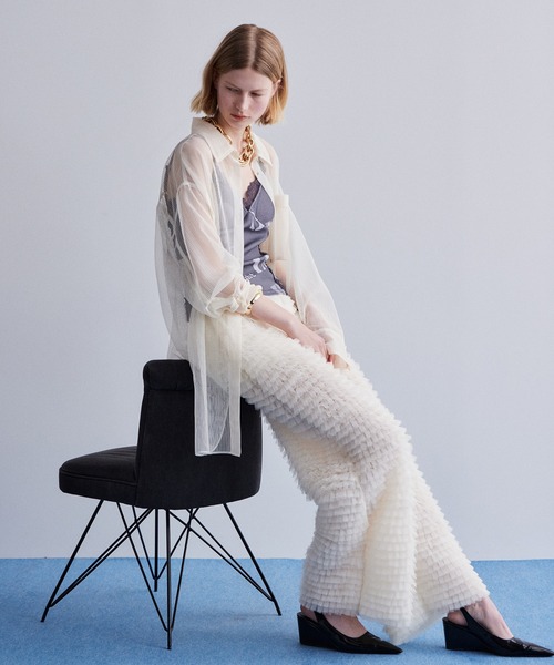 ワイドパンツ パンツ Tulle Tiered Easy Pants/チュールティアードイージーパンツ レディースの画像
