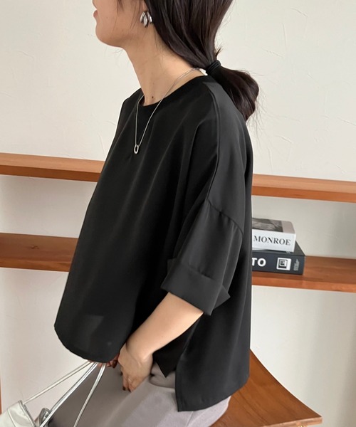ブラウス シャツ ジョーゼットショートワイドTeeブラウス レディース 