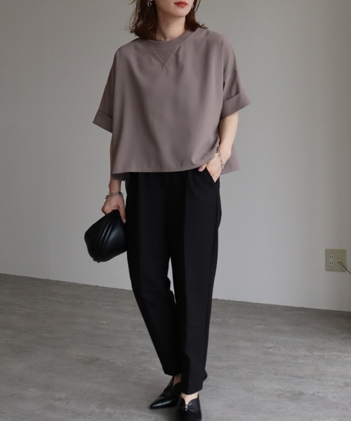ブラウス シャツ ジョーゼットショートワイドTeeブラウス レディース