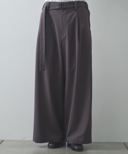スラックス 「UJOH HOMME/ウジョー」別注 Belted Wide Flare Pants メンズの画像