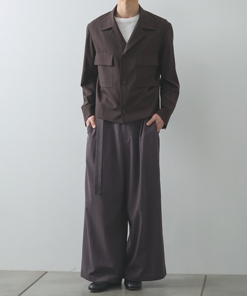 スラックス 「UJOH HOMME/ウジョー」別注 Belted Wide Flare Pants メンズの画像