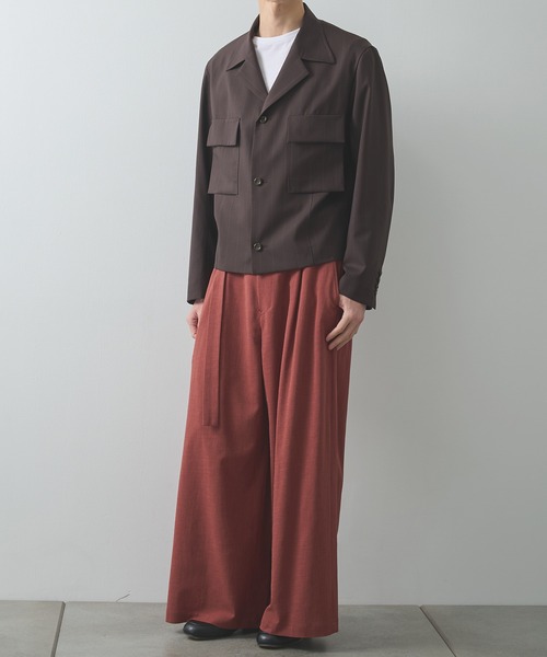 スラックス 「UJOH HOMME/ウジョー」別注 Belted Wide Flare Pants メンズの画像