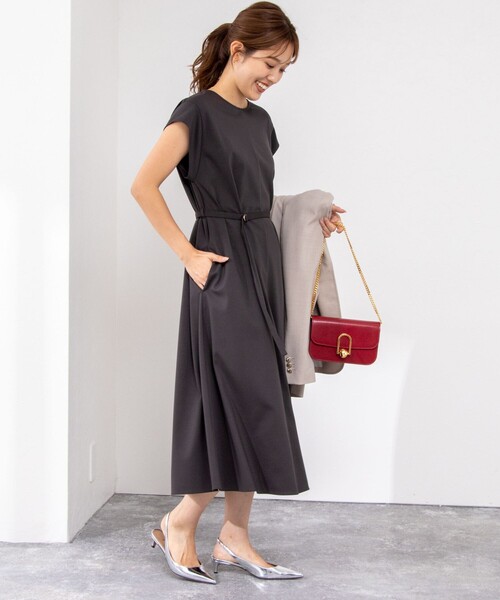 「NOLLEY'S」 半袖ワンピース 38 チャコールグレー レディース_画像8