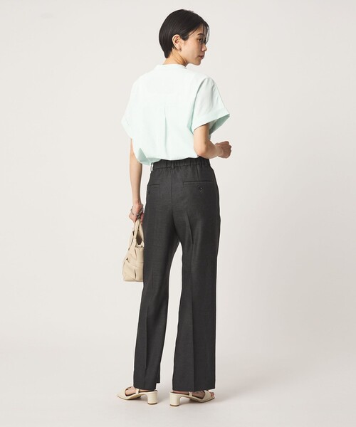 美品♡グリーンレーベルリラクシング リネンライクスーツ パンツ ノーカラー green label relaxing（グリーンレーベルリラクシング） uvカット