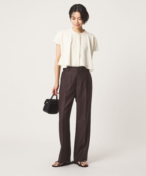 美品♡グリーンレーベルリラクシング リネンライクスーツ パンツ ノーカラー green label relaxing（グリーンレーベルリラクシング） パンツ 「size