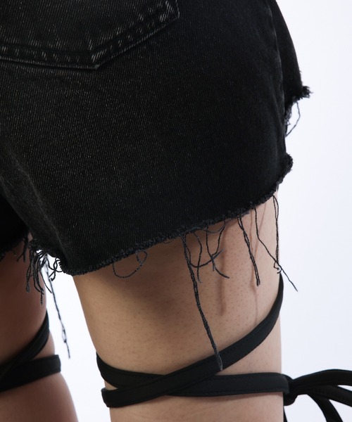「SPIRALGIRL」 デニムショートパンツ MEDIUM ブラック レディース_画像5