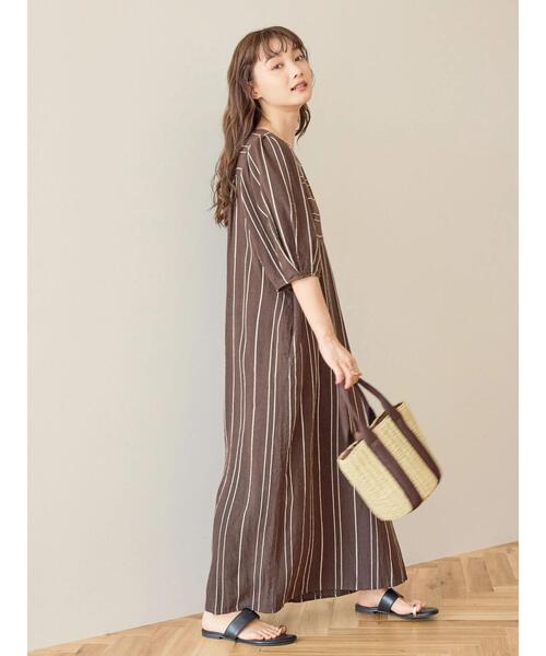 「AMERICAN HOLIC」 半袖ワンピース M ブラウン レディース_画像2