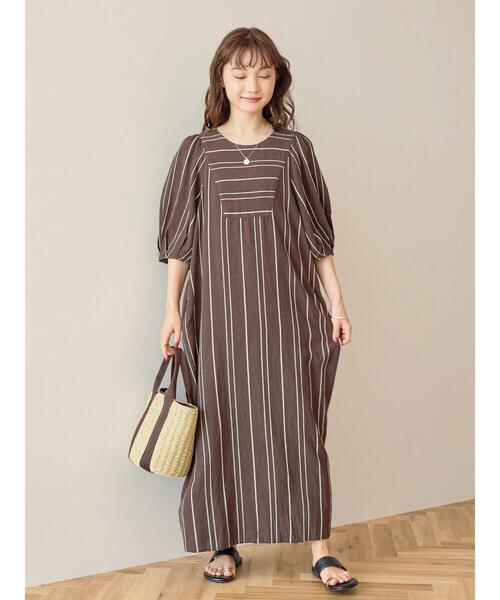 「AMERICAN HOLIC」 半袖ワンピース M ブラウン レディース_画像4