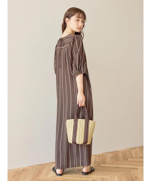 「AMERICAN HOLIC」 半袖ワンピース M ブラウン レディース_画像5