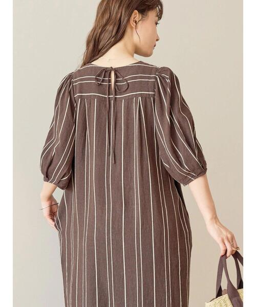 「AMERICAN HOLIC」 半袖ワンピース M ブラウン レディース_画像6
