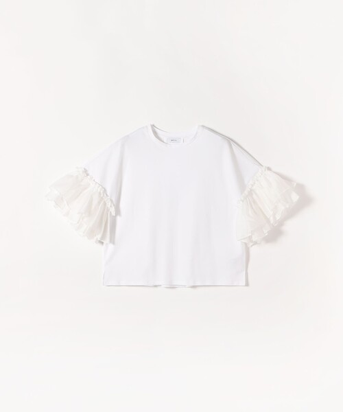 SHIPS any tシャツ any:「洗濯機可能」フリル スリーブ クルーネック