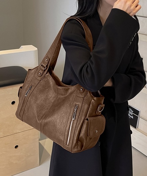 LAYERED ショルダーバッグ バッグ ファスナー PU ショルダーバッグ Y2K 