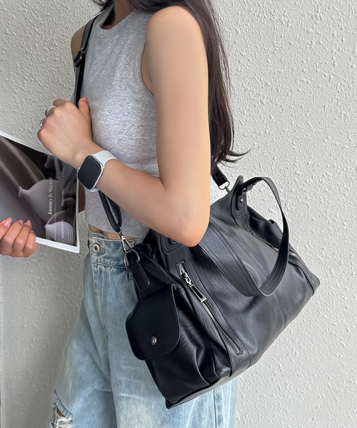 レディース y2k ラシット キルティング 2WAY ショルダーバッグ 3層式 