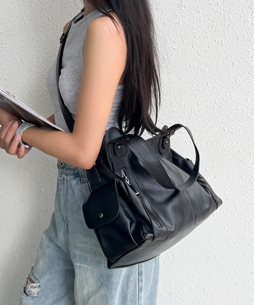 LAYERED ショルダーバッグ バッグ ファスナー PU ショルダーバッグ Y2K