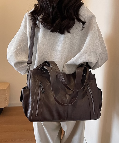 LAYERED ショルダーバッグ バッグ ファスナー PU ショルダーバッグ Y2K