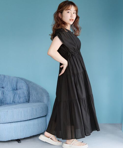 COHINA（コヒナ） ワンピース 半袖 エアリーティアードギャザー