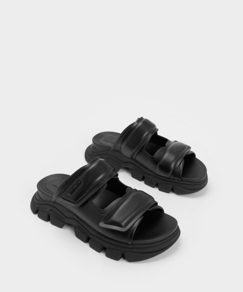「CHARLES & KEITH」 フラットサンダル 23cm ブラック レディース_画像2