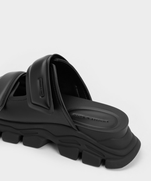 「CHARLES & KEITH」 フラットサンダル 23cm ブラック レディース_画像3