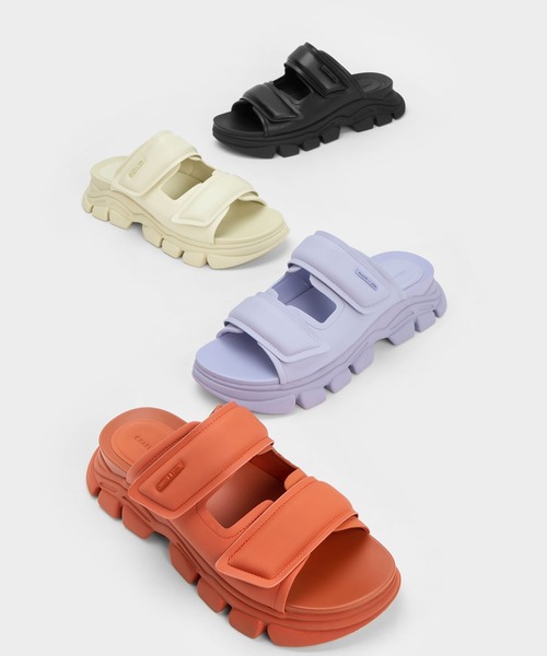 「CHARLES & KEITH」 フラットサンダル 23cm ブラック レディース_画像4