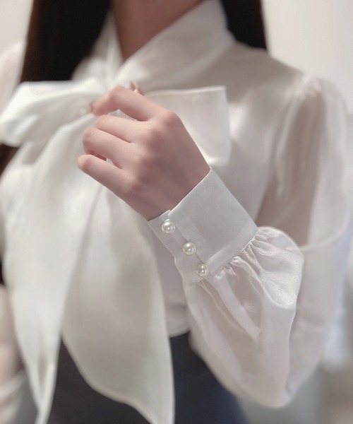 「junoah」 長袖ブラウス MEDIUM ホワイト レディース_画像2