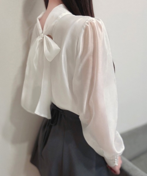 「junoah」 長袖ブラウス MEDIUM ホワイト レディース_画像4