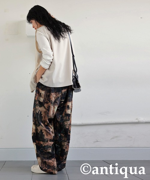 「antiqua」 イージーパンツ MEDIUM ブラウン レディース_画像4
