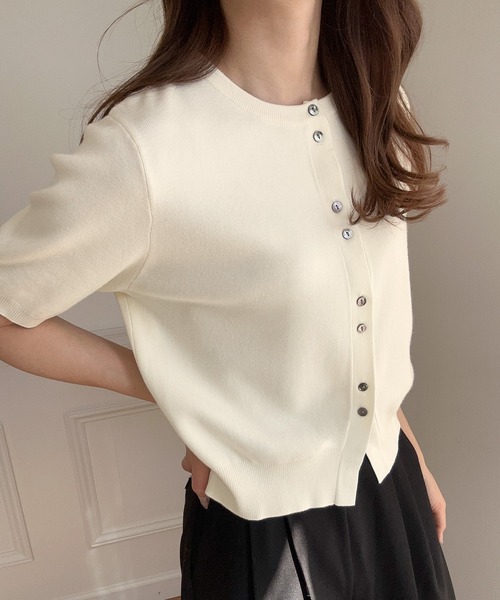 「LAUIR」 ニットカーディガン LARGE アイボリー レディース_画像2