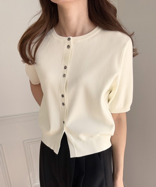 「LAUIR」 ニットカーディガン LARGE アイボリー レディース_画像3