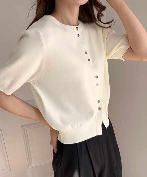 「LAUIR」 ニットカーディガン LARGE アイボリー レディース_画像4