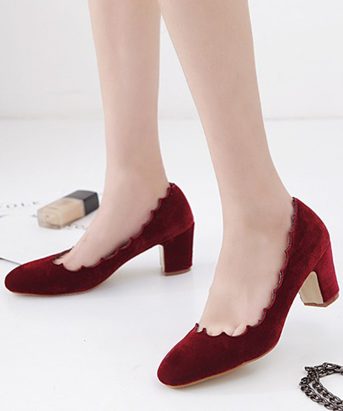 STYLEBLOCK（スタイルブロック） パンプス ベロアエッジカットチャン
