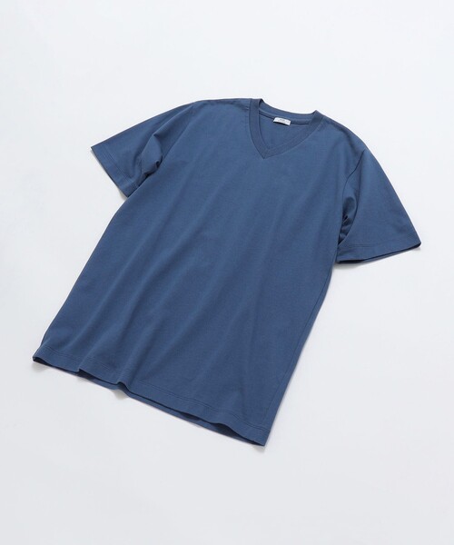 ネイビー Vネック Tシャツ Mサイズ SHIPS tシャツ SHIPS: 抗菌・防臭 NANO-FINE（R） コットン Vネック T