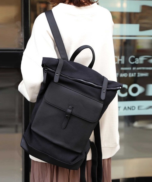 antiqua（アンティカ） デイバック リュック 異素材MIXスクエア型