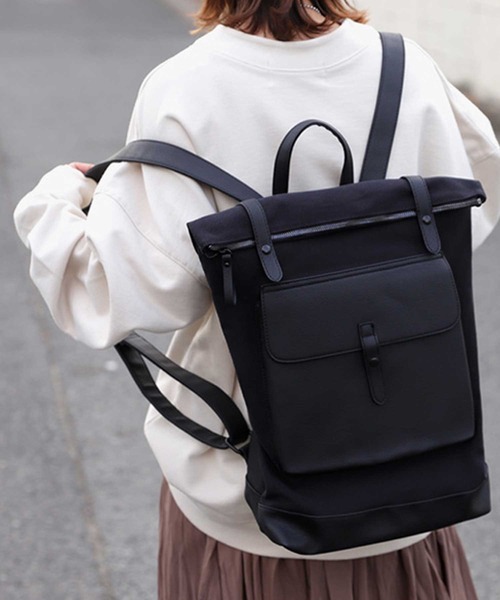 antiqua（アンティカ） デイバック リュック 異素材MIXスクエア型