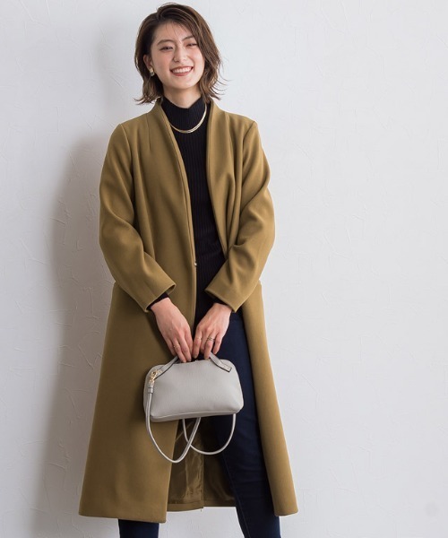 Pierrot（ピエロ） ノーカラーコート コート メルトンノーカラーコート