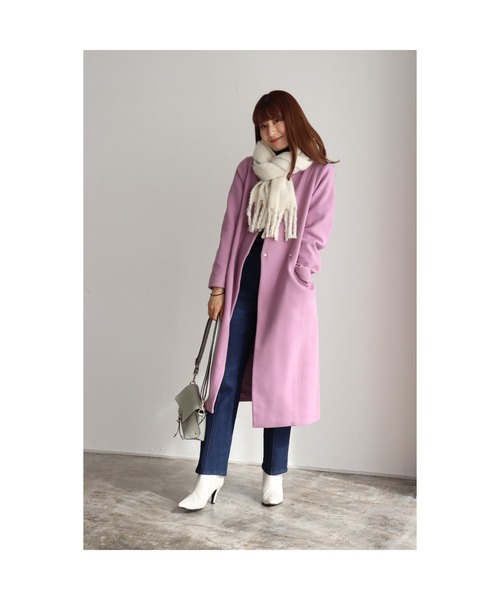 Pierrot（ピエロ） ノーカラーコート コート メルトンノーカラーコート