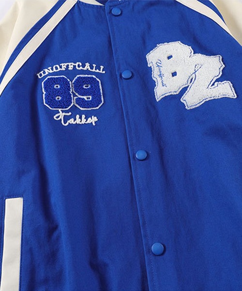 スタジャン 「HOOK」アメカジワッペン刺繍ボーダースタジャン メンズ