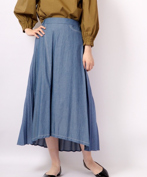 【 JEANS】◆プリーツ デニム スカート◆正規品◆ スカート a.n.l バックプリーツ デニムスカート : ZOZOTOWN