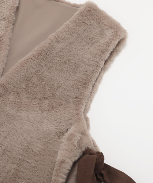 Fit more（フィットモア） ベスト ジレ サイドリボンエコファーベスト