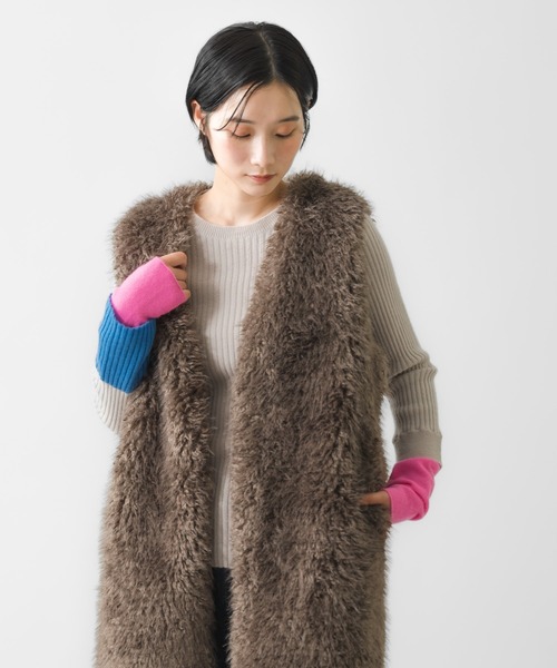 ニット セーター plusplus / プラスプラス  12G 天竺 リブ 袖配色 プルオーバー 362421 NKB NKI レディース salle de bal ニット セーター plusplus / プラスプラス 12G