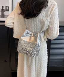 ★セール♪★BCBGMAXAZRIA ワンショルダースパンコールガウン★ LA VORAGINE ショルダーバッグ バッグ スパンコールショルダー