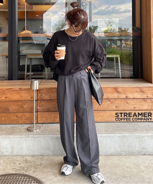 LE MORE スラックス パンツ ストレートスラックスパンツ