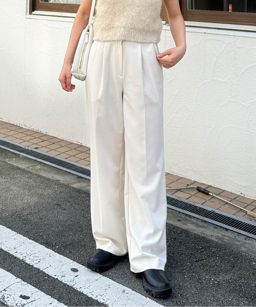 LE MORE スラックス パンツ ストレートスラックスパンツ