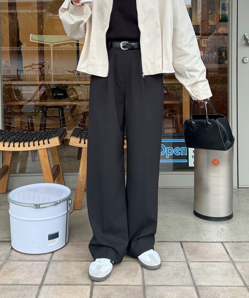 LE MORE スラックス パンツ ストレートスラックスパンツ レディース